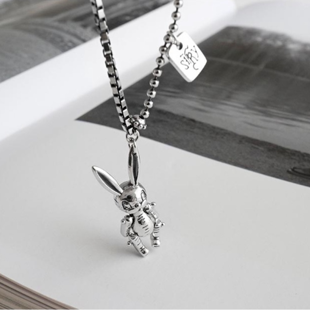 NEW RABBIT 925 STERLING SILVER NECKLACE,NICE NECKLACE, CUTE NECKLACE - Picture 3 of 5